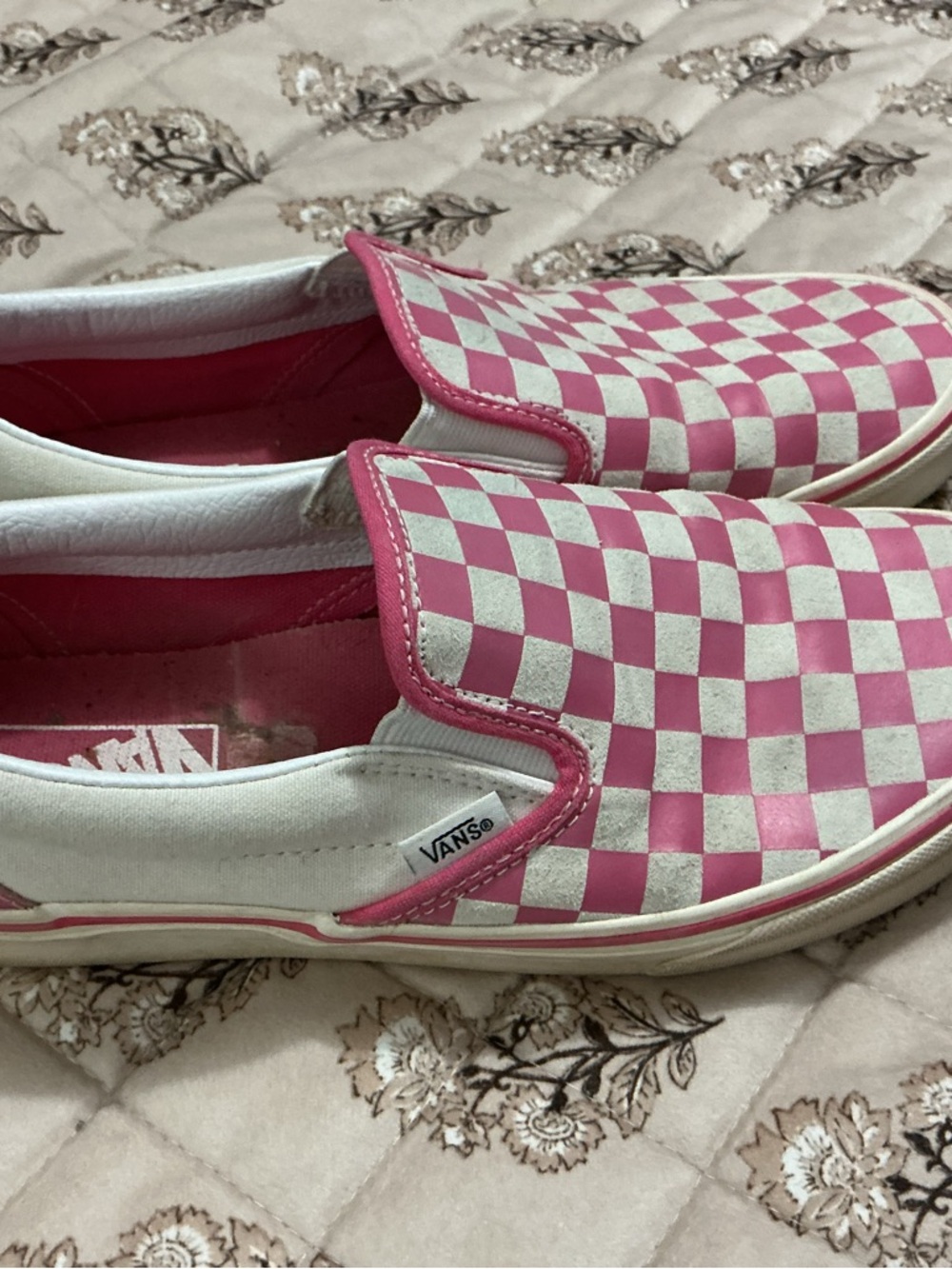 Vans Pink & White Checkerboard Slip-On Sneakers - Picture 4 of 4
